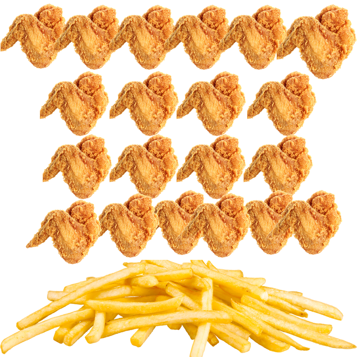 20 PCS Hot Wings With Fries Yonkers Halal Fried Chicken and Gyro
