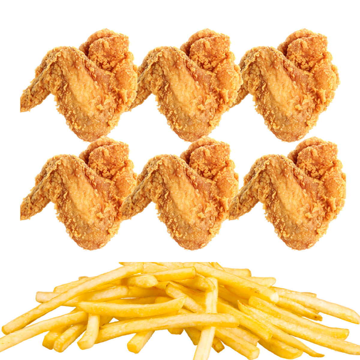 12 PCS Hot Wings With Fries Yonkers Halal Fried Chicken and Gyro