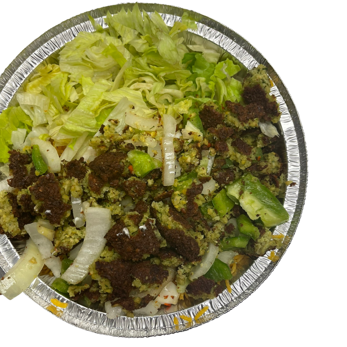 Falafel Over Rice With Salad Yonkers Halal Fried Chicken and Gyro